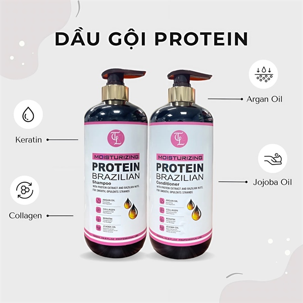 1 Cặp Dầu Gội Xả Protein Keratin Phục Hồi Tóc 1000ML 1 Chai SP001682