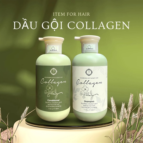 1 Cặp Dầu Gội Xả Collagen Organic Nuôi Dưỡng Phục Hồi Tóc 500ML 1 Chai SP001695