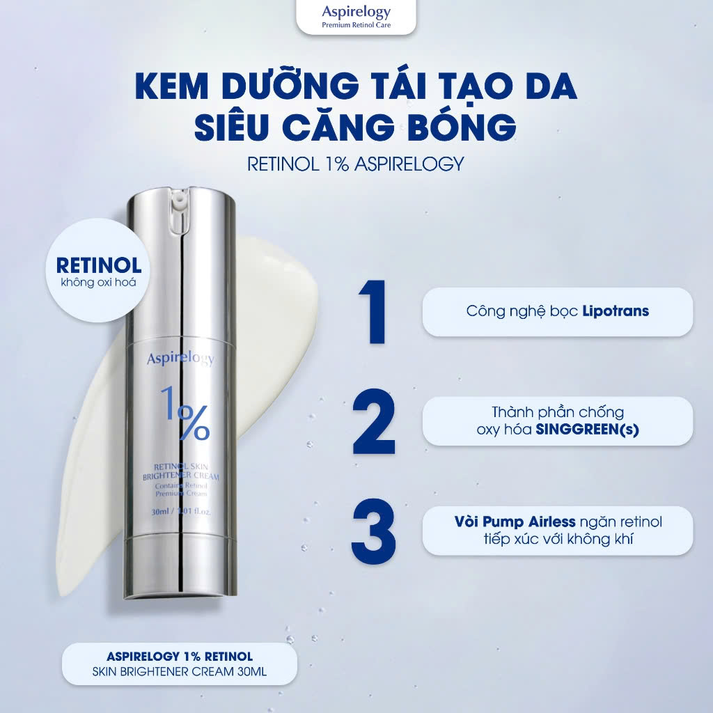 Kem Retinol Aspirelogy 1 % - 30ML Tái Tạo Căng Bóng Da SP002078