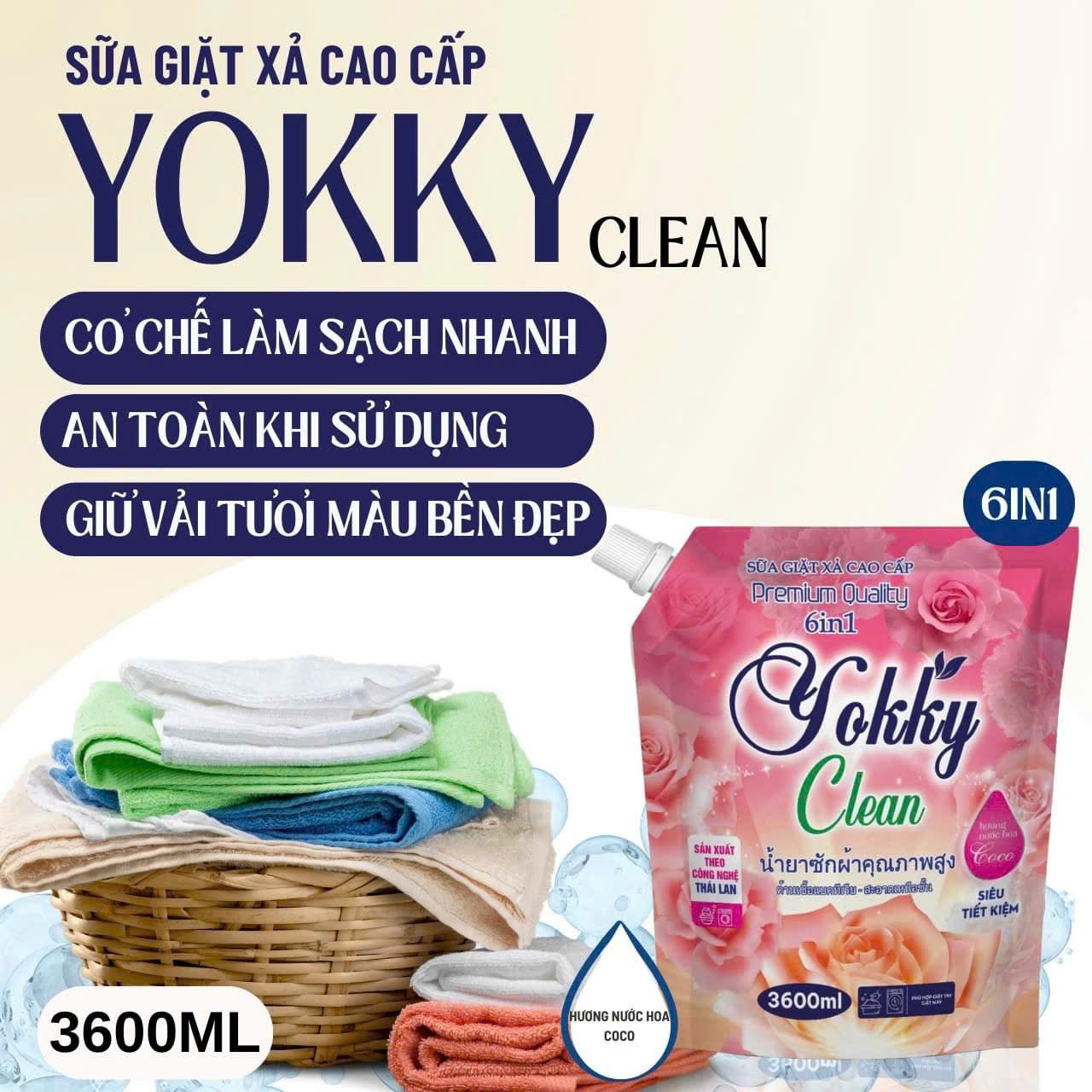 Nước Giặt Xả YOKKY Cao Cấp 3,6 LÍT  SP001763