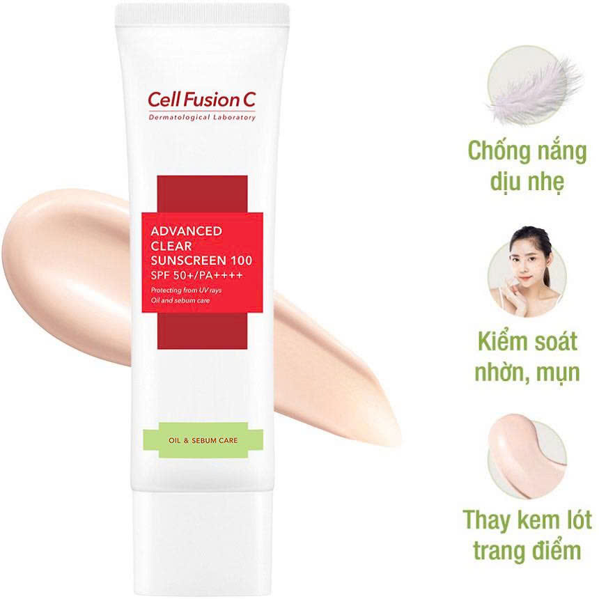 Kem chống nắng Cell Fusion C Clear Sunscreen 100 SPF 48+/PA+++ màu Xanh lá  SP001775