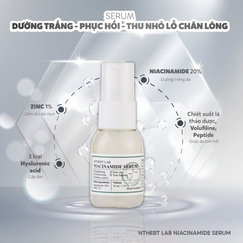 Tinh Chất Dưỡng Trắng  Thu Nhỏ Lỗ Chân Lông Niacinamide 20 % Inthebt Lab 35 Ml Hàn Quốc SP002024