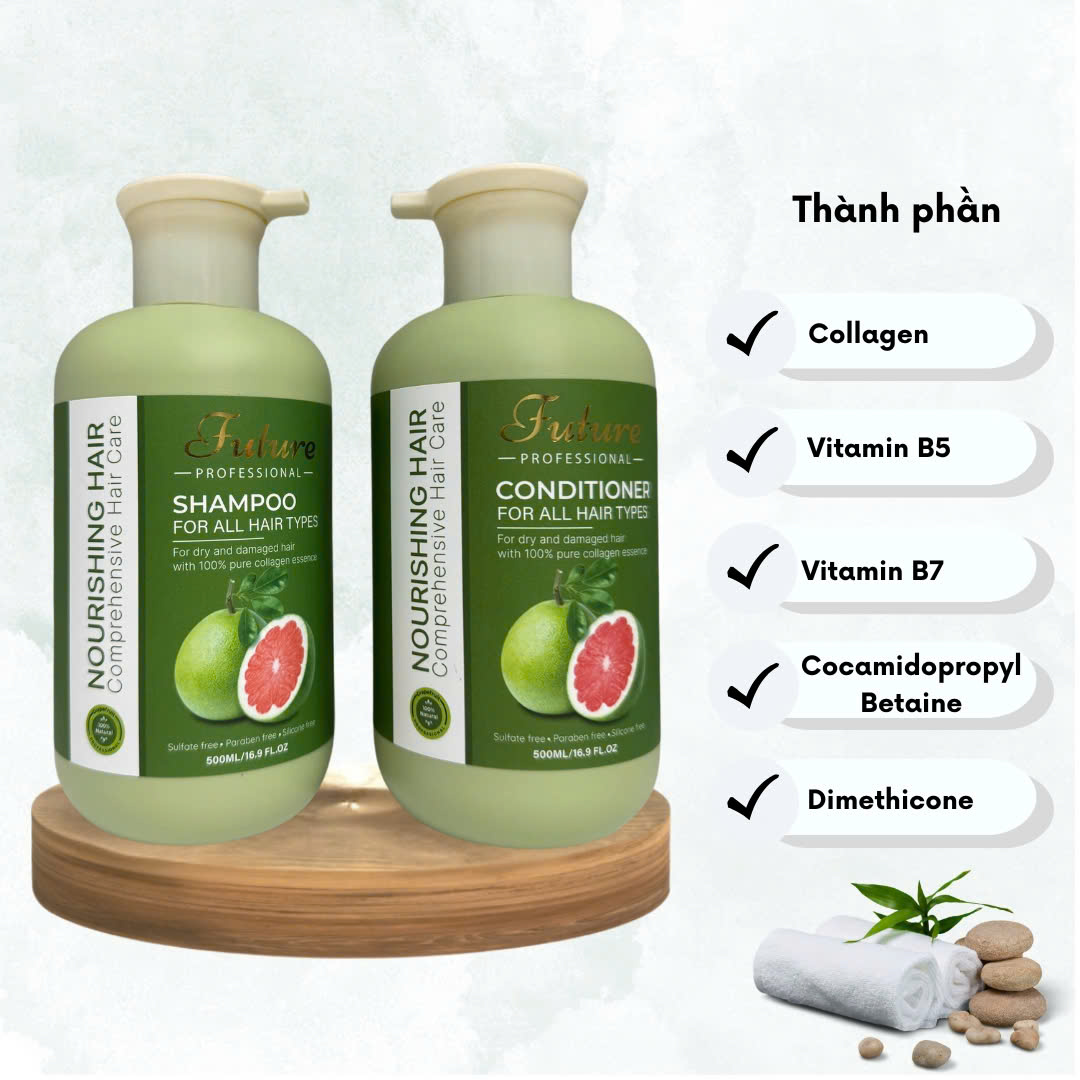 Combo Dầu Gội Dầu Xả Collagen FUTURE Bưởi Nuôi Dưỡng Phục Hồi Mềm Mượt Tóc 1000ml 1 Chai SP002041