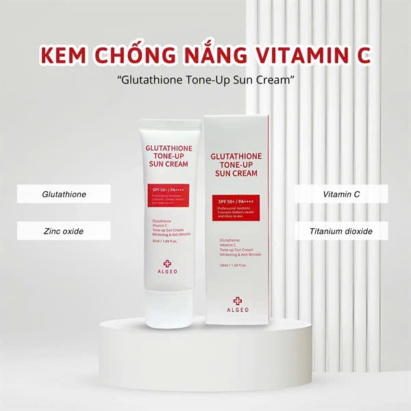 Kem chống nắng Algeo Glutathione Tone-up Sun Cream - 50ml Hàn Quốc Kháng Nước, Kiềm Dầu SP001431